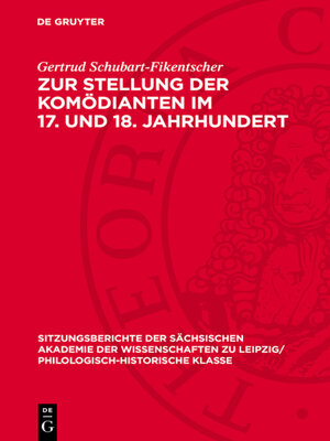 cover image of Zur Stellung der Komödianten im 17. und 18. Jahrhundert